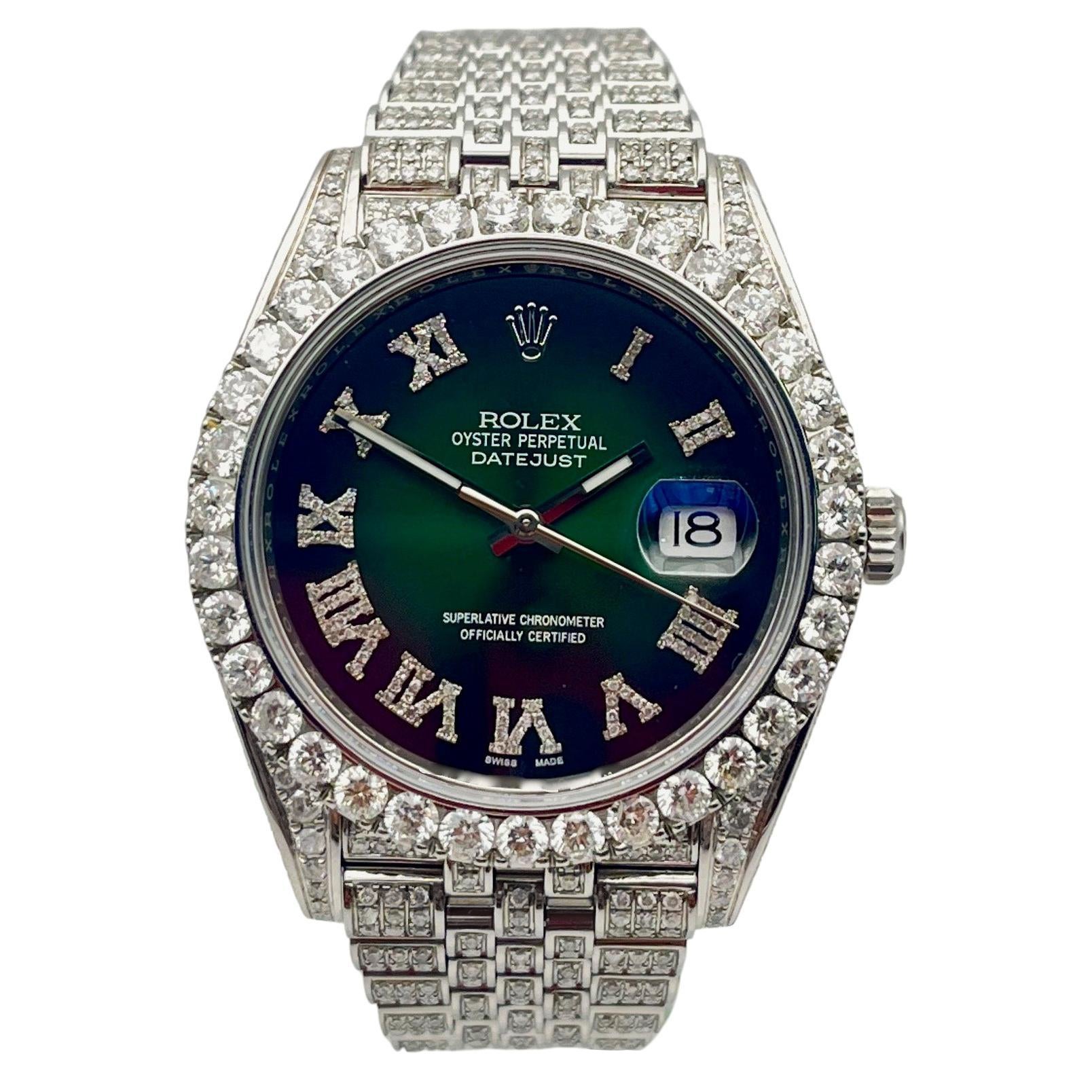 New Rolex Datejust Full Diamond green aftermarket 41mm with box and papers 2020