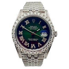 Used New Rolex Datejust Full Diamond green aftermarket 41mm with box and papers 2020