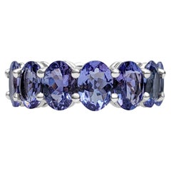 $1 NO RESERVE! -  10.43cttw Tanzanite Eternity Band - 14K White Gold Ring