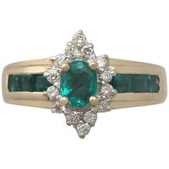 Emerald and Diamond Yellow Gold Cocktail Ring 7