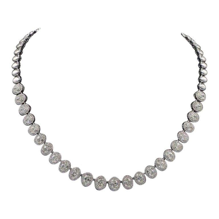 Emilio Jewelry GIA Certified 15.15 Carat Oval Diamond Necklace  For Sale