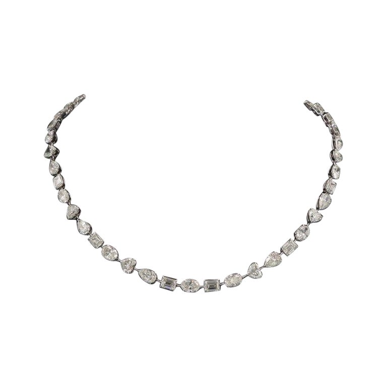Bezel Set Multi Shape Diamond Bar Necklace – Suzy B Jewelry