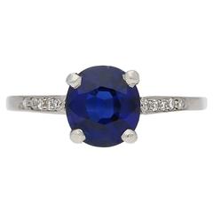 1920s Royal Blue Natural Burmese Sapphire Diamond Platinum Ring 11