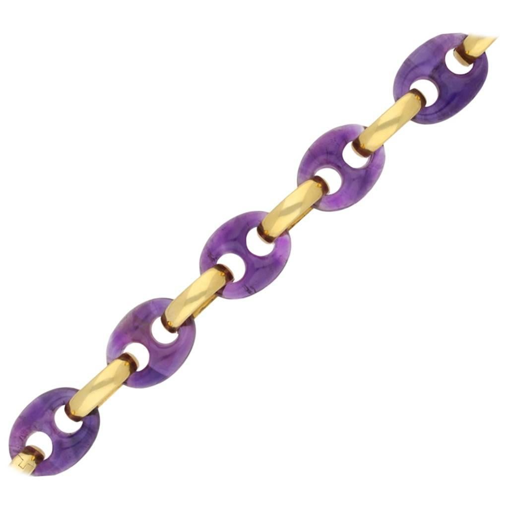 1974 Garrard & Co. Amethyst Gold Bracelet  For Sale