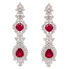 Très belles boucles d'oreilles en or 18 carats avec rubis et diamants de 18 carats