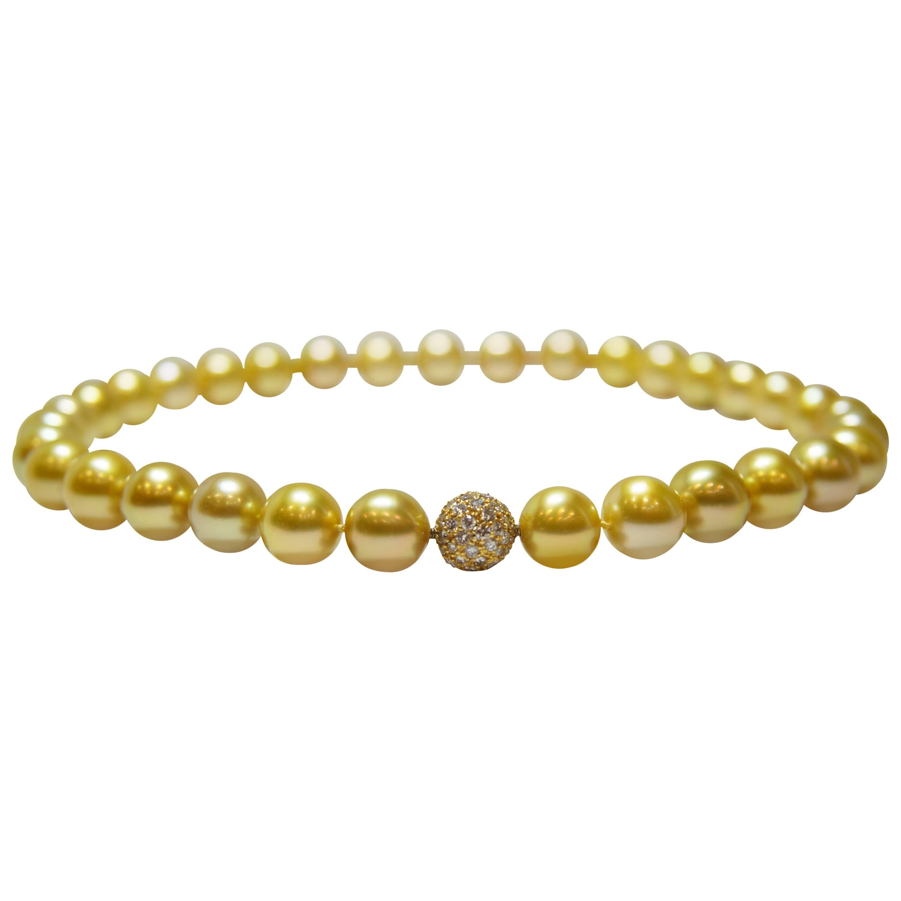 Golden South Sea Pearl Necklace For Sale