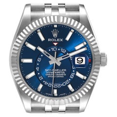 Rolex Sky-Dweller Blue Dial Steel White Gold Mens Watch 326934 Unworn