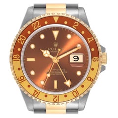 Rolex GMT Master II Root Beer Steel Yellow Gold Mens Watch 16713