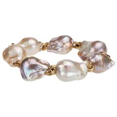 Yvel Multicolored Cultured Pearl Gold Bracelet