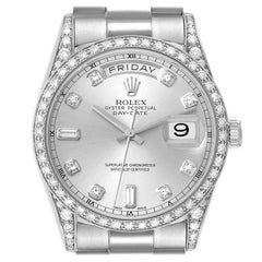 Rolex President Day-Date 18k White Gold Diamond Mens Watch 18389