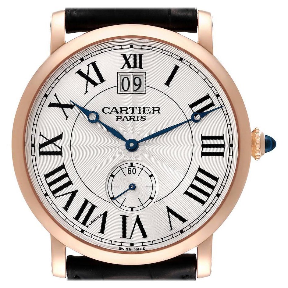 Cartier Rotonde 18k Rose Gold Silver Dial Mens Watch W1550251 For Sale