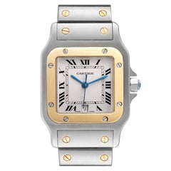 Cartier Santos Galbee Large Steel Yellow Gold Mens Watch W20011C4 Box Papers