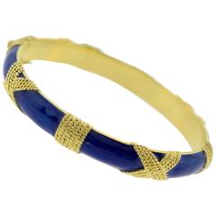 Cartier Rare Blue Enamel Gold Bangle Bracelet