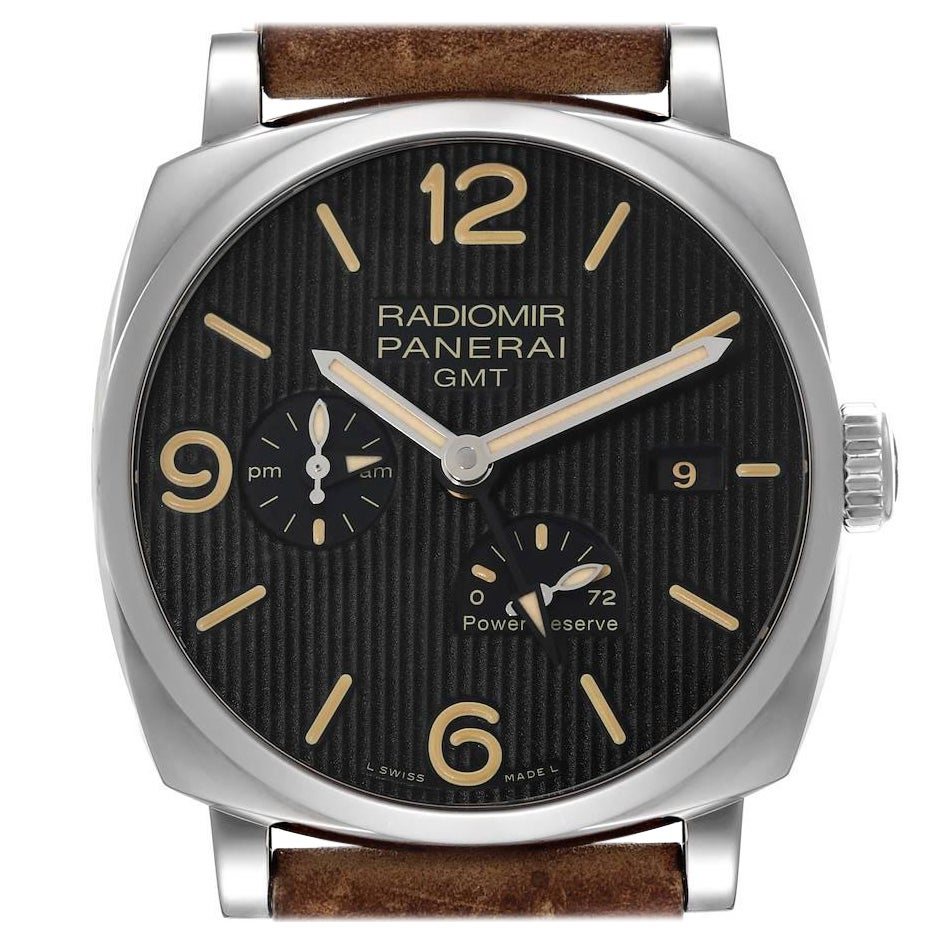 Panerai Radiomir 1940 GMT Power Reserve Steel Mens Watch PAM00658 Box Papers For Sale
