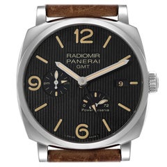 Used Panerai Radiomir 1940 GMT Power Reserve Steel Mens Watch PAM00658 Box Papers