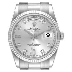 Rolex President Day-Date White Gold Diamond Dial Mens Watch 118239 Box Papers