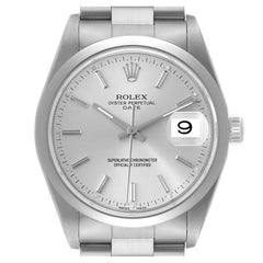 Rolex Date Silver Dial Smooth Bezel Steel Mens Watch 15200 Papers