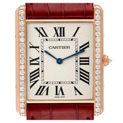 Cartier Tank Louis XL 18k Rose Gold Diamond Mens Watch WT200005
