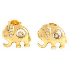 Elephant Diamond Yellow Gold 18K Earrings