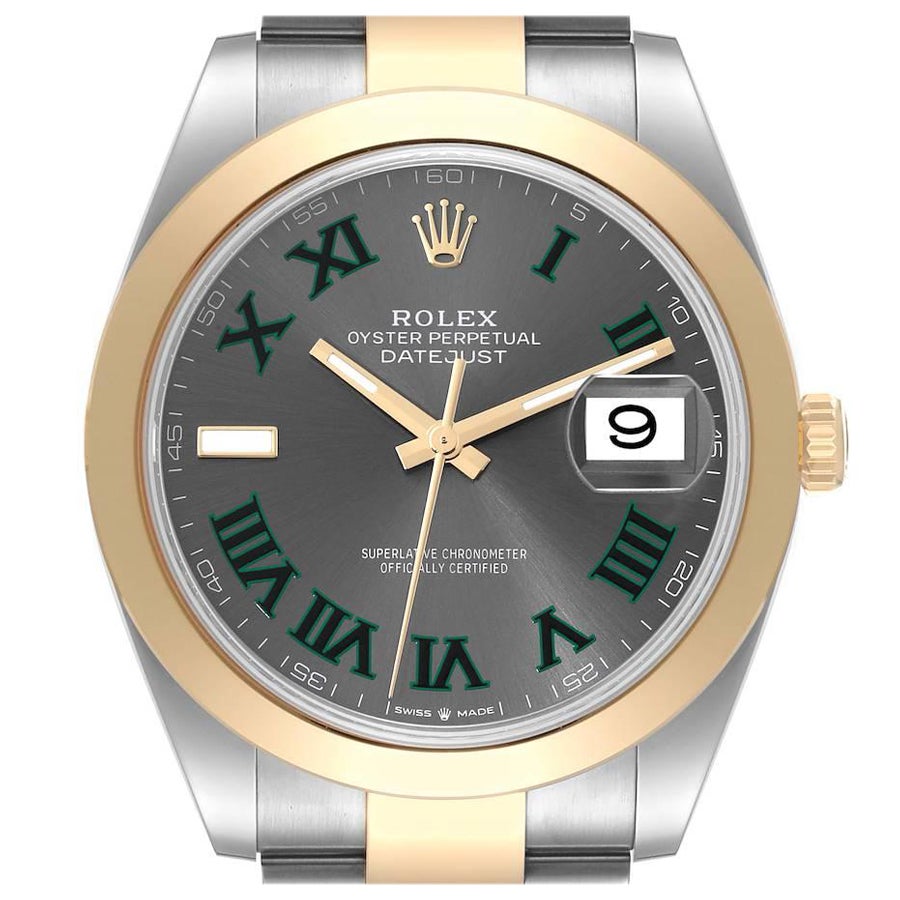 Rolex Datejust 41 Steel Yellow Gold Wimbledon Dial Mens Watch 126303 Unworn
