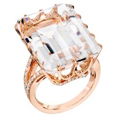 Ivanka Trump Rock Crystal Quartz Diamond Pave Gold Ring