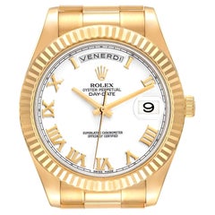 Rolex Day-Date II 41 President Yellow Gold White Dial Mens Watch 218238 Box Card