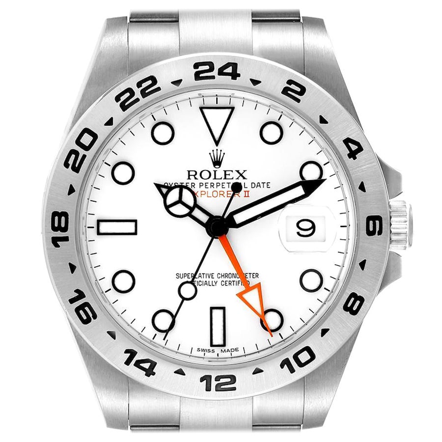 Rolex Explorer II 42 White Dial Orange Hand Steel Mens Watch 216570 For  Sale at 1stDibs
