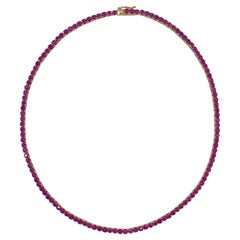 20.28 Carat Burma Ruby 18 Karat Yellow Gold Necklace 