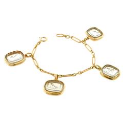 Rare Georgian Glass Signet Charms on Gold Bracelet 5