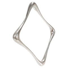 Organic Modern Sterling Silver Square Bangle Bracelet