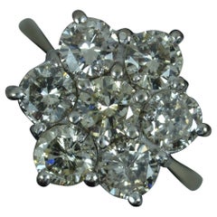 3,00 Karat Diamant und 18 Karat Weißgold Gänseblümchen-Cluster-Ring