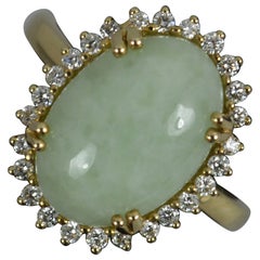 EFFY Designer 14ct Yellow Gold Jade and Diamond Cluster Ring