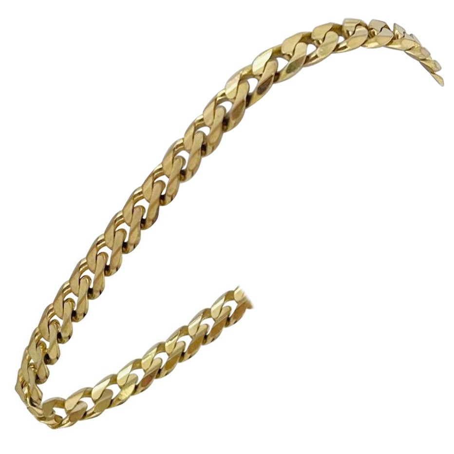 10 Karat Yellow Gold Semi Sold Men's Curb Link Bracelet For Sale