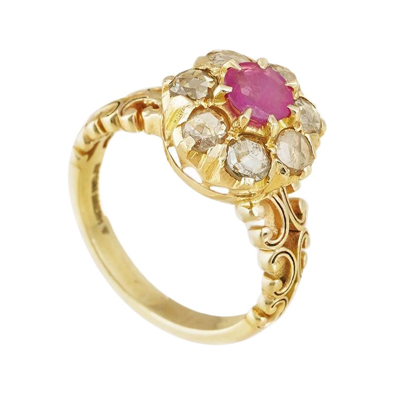 For Sale:  Moi Juliet Gold Diamond and Ruby Engagement Ring