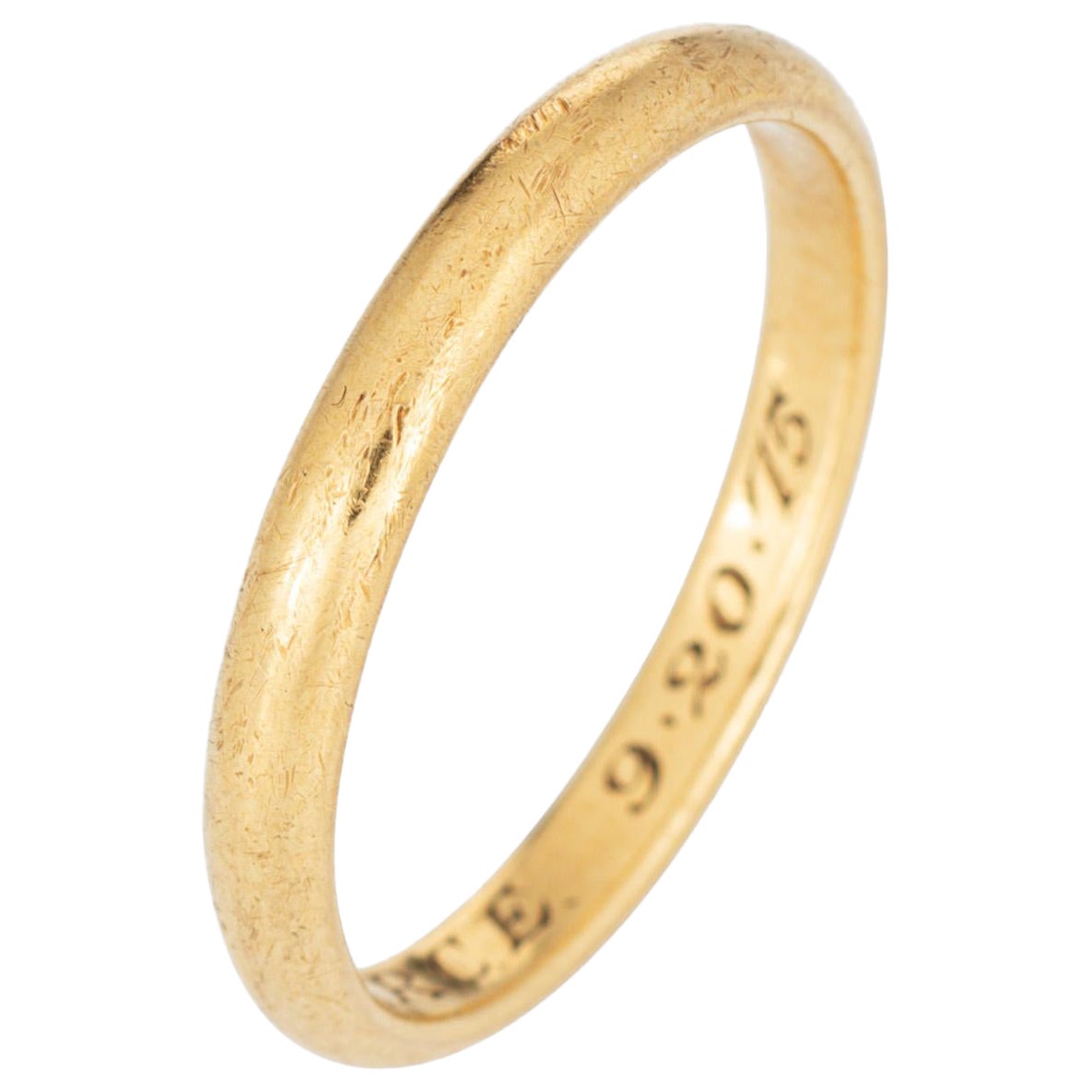 Vintage Cartier Wedding Ring Sz 10.25 3mm Band 18k Yellow Gold Signed Jewelry  For Sale