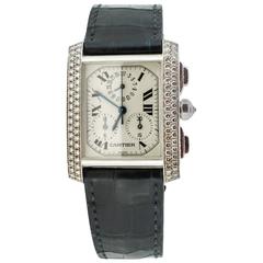 Cartier White Gold Tank Francaise Chronoflex Quartz Wristwatch Ref 2367