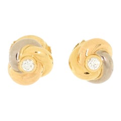 Cartier Trinity Stud Earrings 18k Tricolor Gold with Diamond Mini