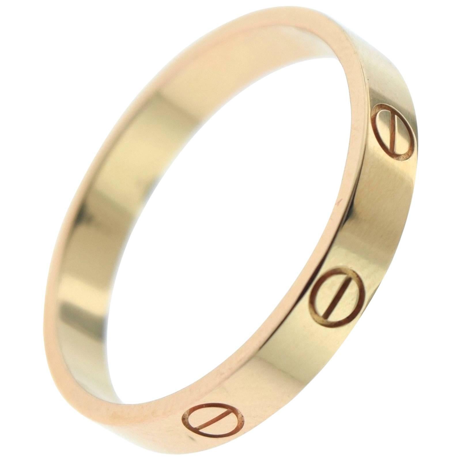 Cartier LOVE Rose Gold Ring, Wedding Band, Size 10, mini For Sale