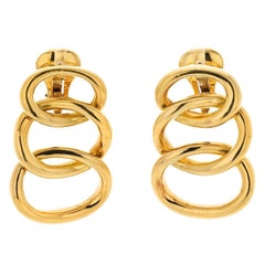 David Webb 18K Yellow Gold triple Oval Layered Hoop Style Clip On Earrings