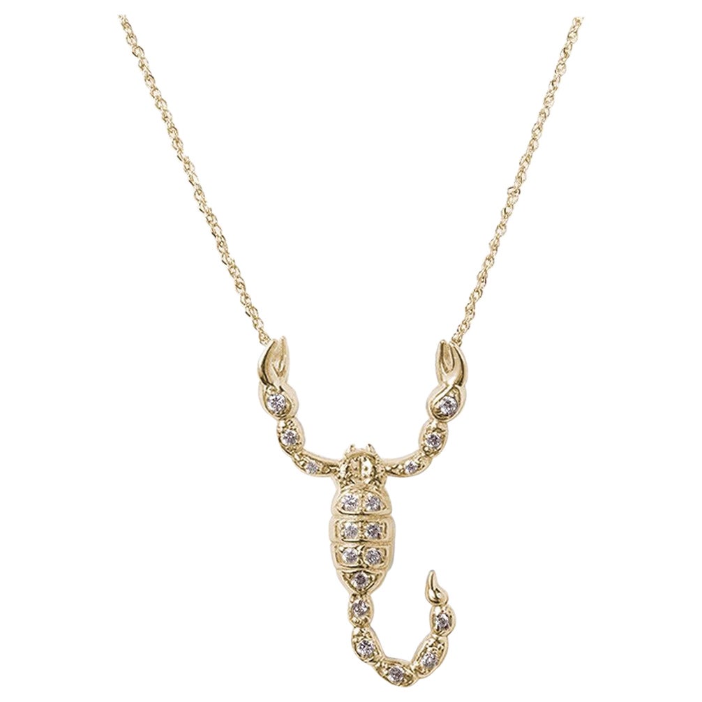 JHERWITT White Sapphires 14k Yellow Gold Plated Large Scorpion Pendant Necklace 