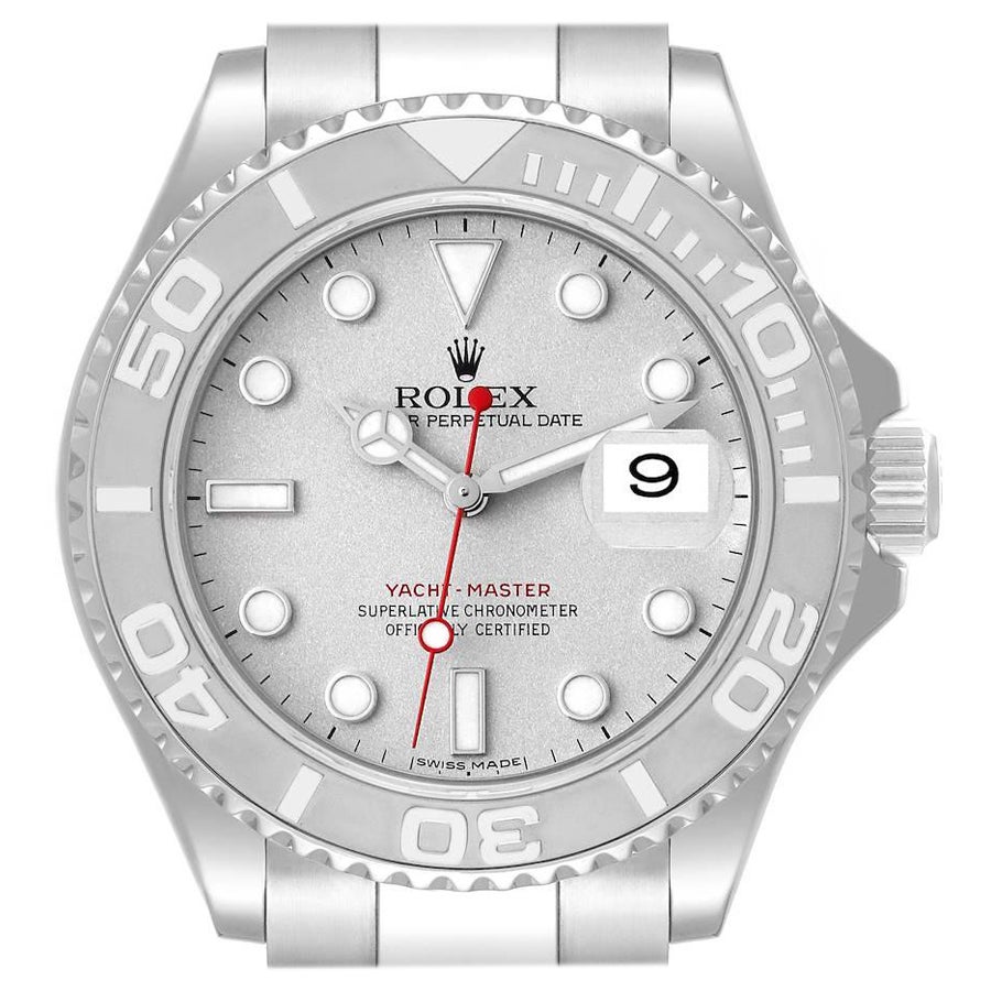 Rolex Yachtmaster Steel Platinum Dial Platinum Bezel Mens Watch 16622