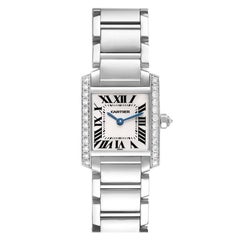 Cartier Tank Francaise White Gold Diamond Ladies Watch WE1002S3