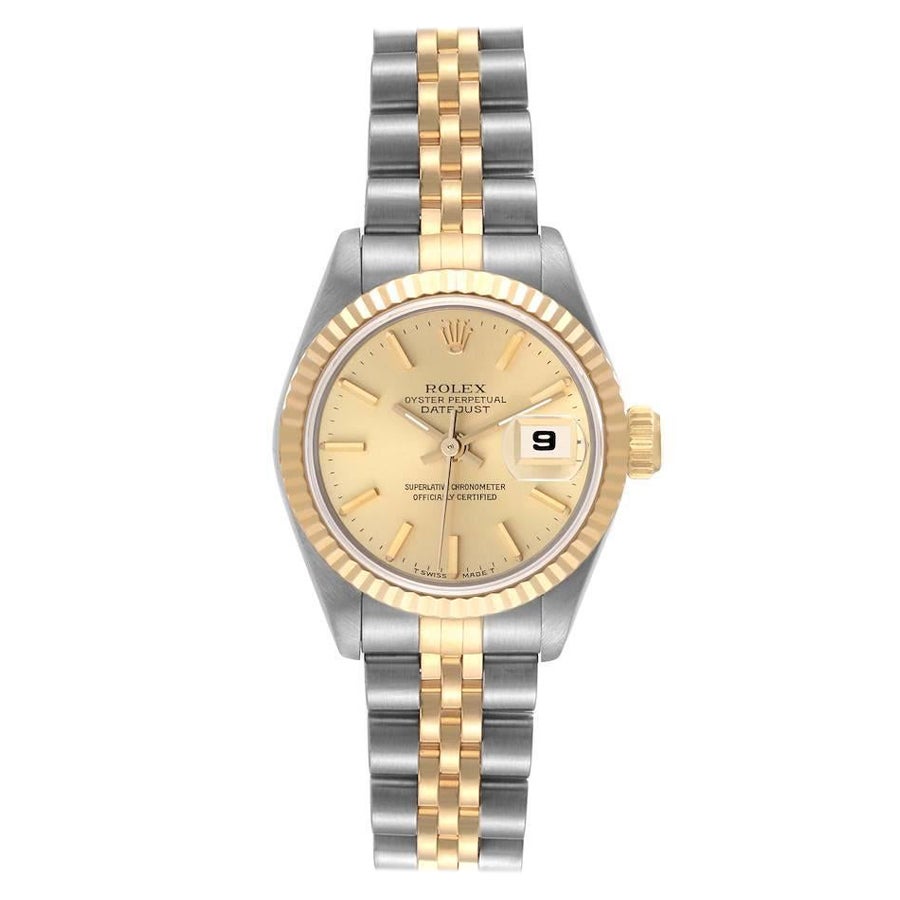 Rolex Datejust Steel Yellow Gold Champagne Dial Ladies Watch 69173 Papers