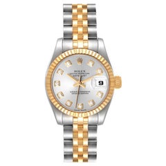 Rolex Datejust 26 Steel Yellow Gold Diamond Ladies Watch 179173 Box Papers