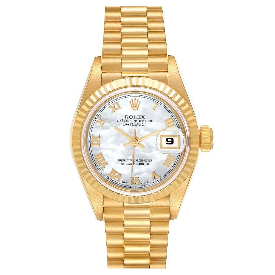 Rolex Datejust President Yellow Gold Mother of Pearl Dial Ladies Watch 69178