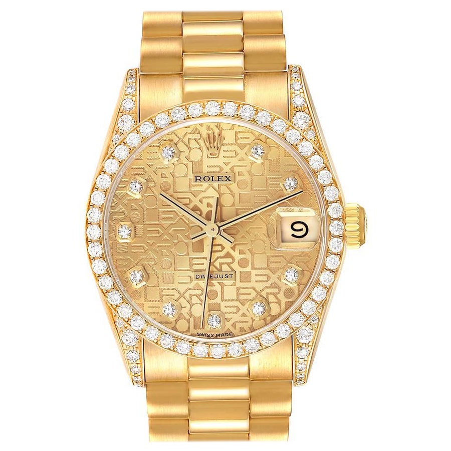 Rolex Datejust President Yellow Gold Anniversary Diamond Dial Ladies Watch 68158