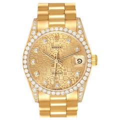 Rolex Datejust President Yellow Gold Anniversary Diamond Dial Ladies Watch 68158