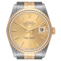 Rolex Datejust Steel Yellow Gold Champagne Dial Mens Watch 16233 Papers