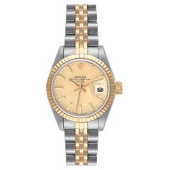 Rolex Datejust Steel Yellow Gold Linen Dial Ladies Watch 69173