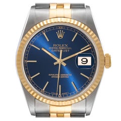 Rolex Datejust 36 Steel Yellow Gold Blue Dial Mens Watch 16233